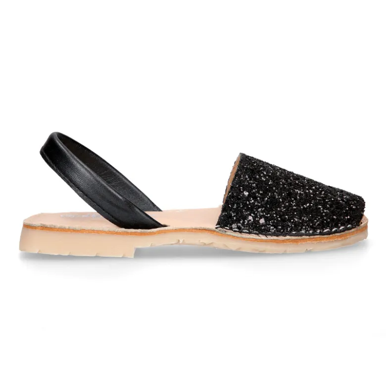 Menorquina niña con tira en piel EXTRA SUAVE con glitter.