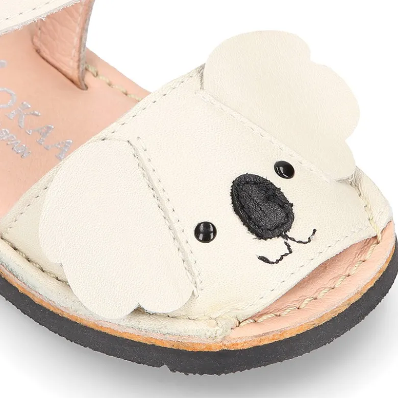 Menorquina niño KOALA en piel suave y suela flexible.