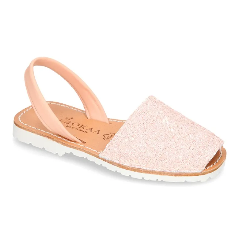 Menorquina tira en piel EXTRA SUAVE con glitter.