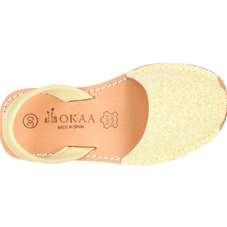 Menorquina tira en piel EXTRA SUAVE con glitter.