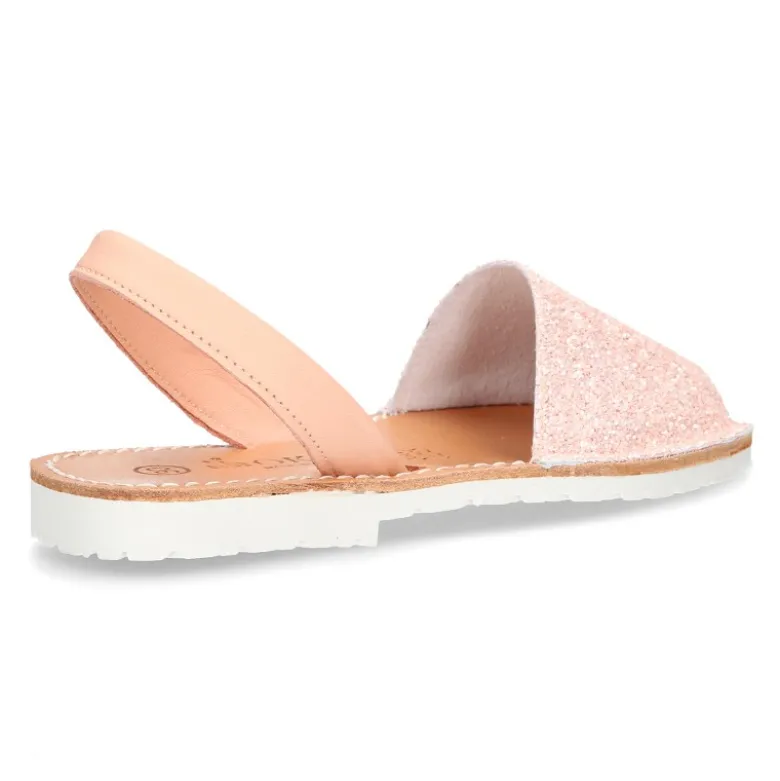 Menorquina tira en piel EXTRA SUAVE con glitter.