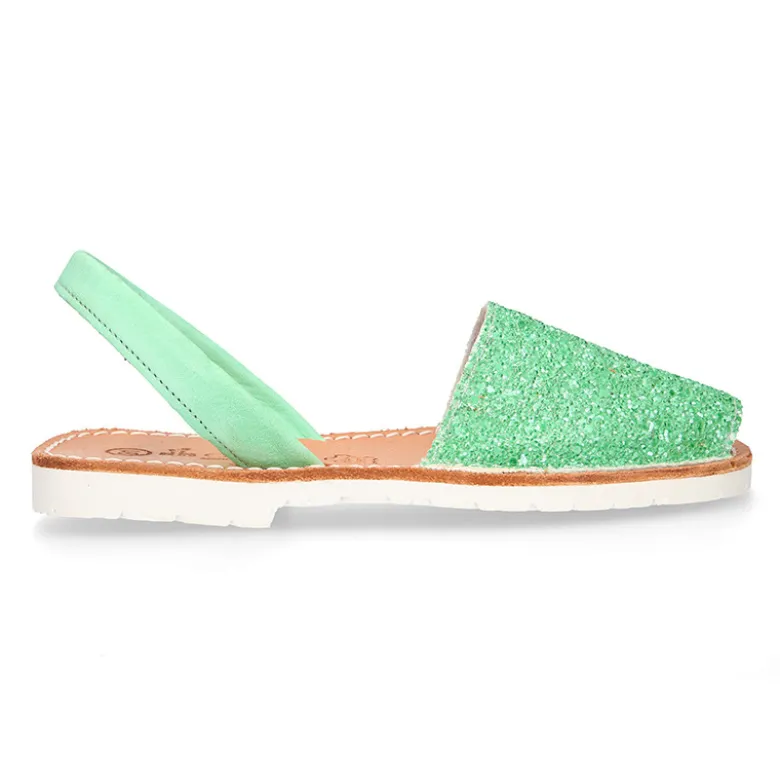 Menorquina tira en piel EXTRA SUAVE con glitter.