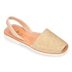 Menorquina tira en piel EXTRA SUAVE con glitter.