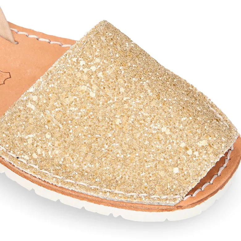 Menorquina tira en piel EXTRA SUAVE con glitter.