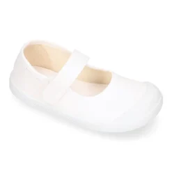 Mercedita BAREFOOT niña sin cordones en lona en color blanco