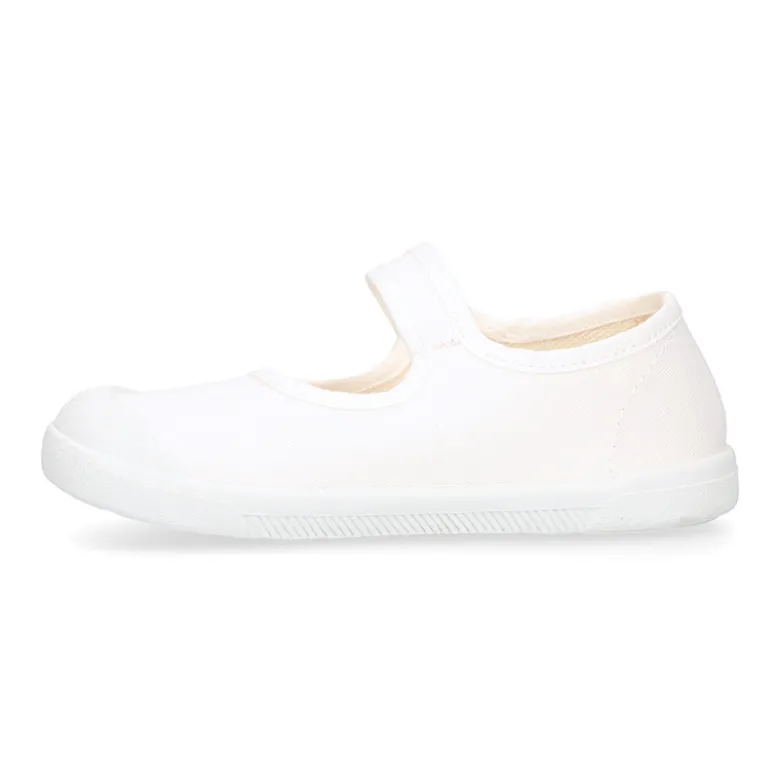 Mercedita BAREFOOT niña sin cordones en lona en color blanco