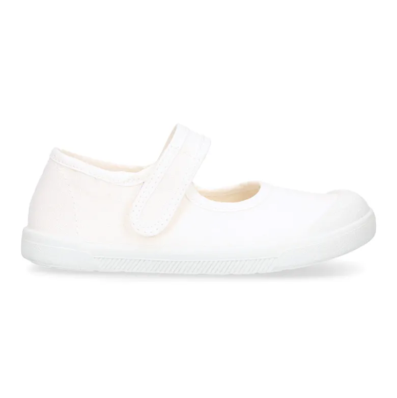 Mercedita BAREFOOT niña sin cordones en lona en color blanco