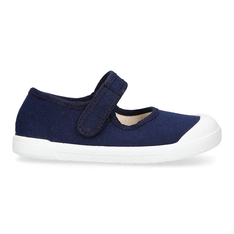 Mercedita BAREFOOT niña sin cordones en lona en color azul marino