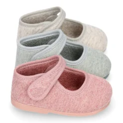 Mercedita bebé niña casa lona punto colores pasteles suela SUPER FLEXIBLE.