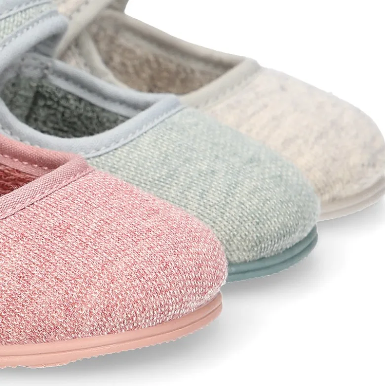 Mercedita bebé niña casa lona punto colores pasteles suela SUPER FLEXIBLE.