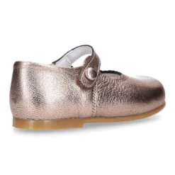 Mercedita clásica niña con botón en piel napa METALIZADA OTOÑAL.