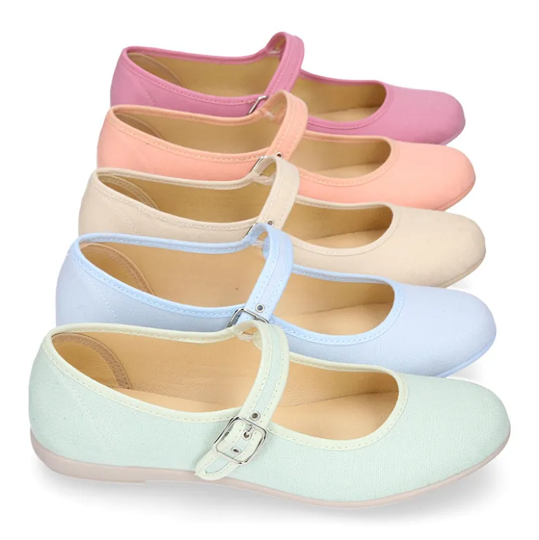 Mercedita mujer en lona piqué algodón con hebilla.
