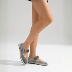 Mercedita mujer en terciopelo gris menta con elástico