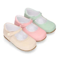 Mercedita niña clásica con botón en piel ante en colores de MODA.