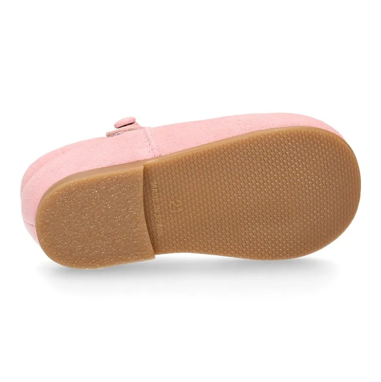 Mercedita niña clásica con botón en piel ante en colores de MODA.