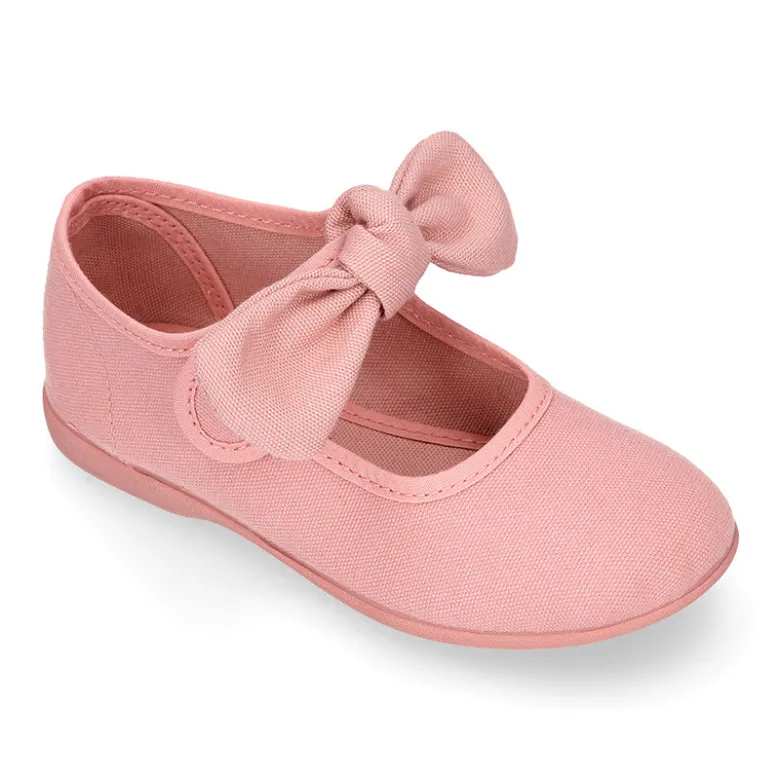 Mercedita niña con cierre adherente y LAZO en lona algodón.