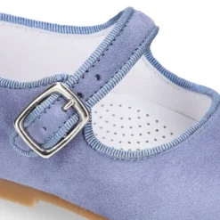 Mercedita niña con hebilla en piel ANTE AZUL.