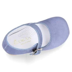 Mercedita niña con hebilla en piel ANTE AZUL.