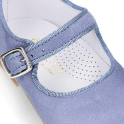 Mercedita niña con hebilla en piel ANTE AZUL.