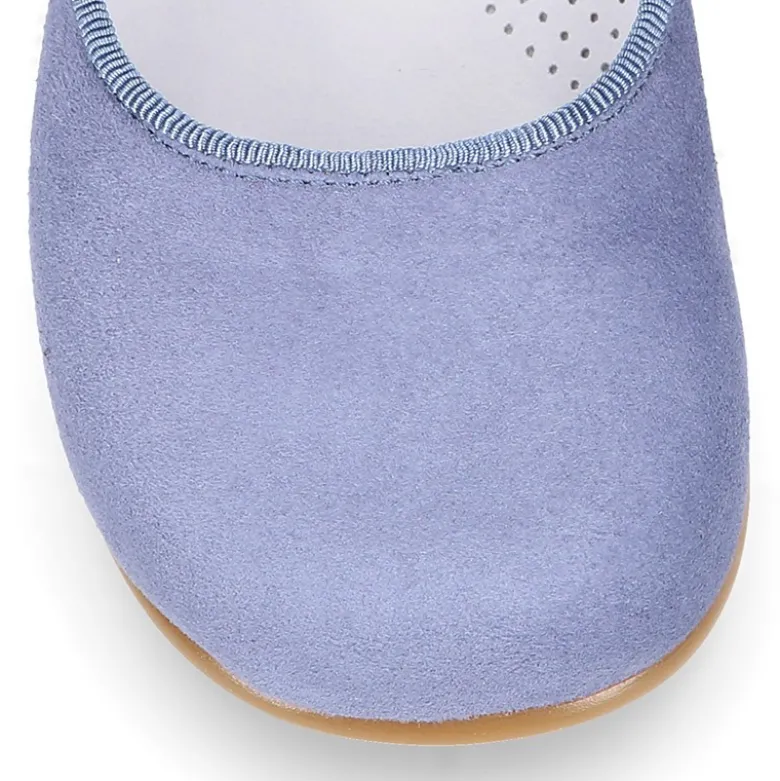 Mercedita niña con hebilla en piel ANTE AZUL.