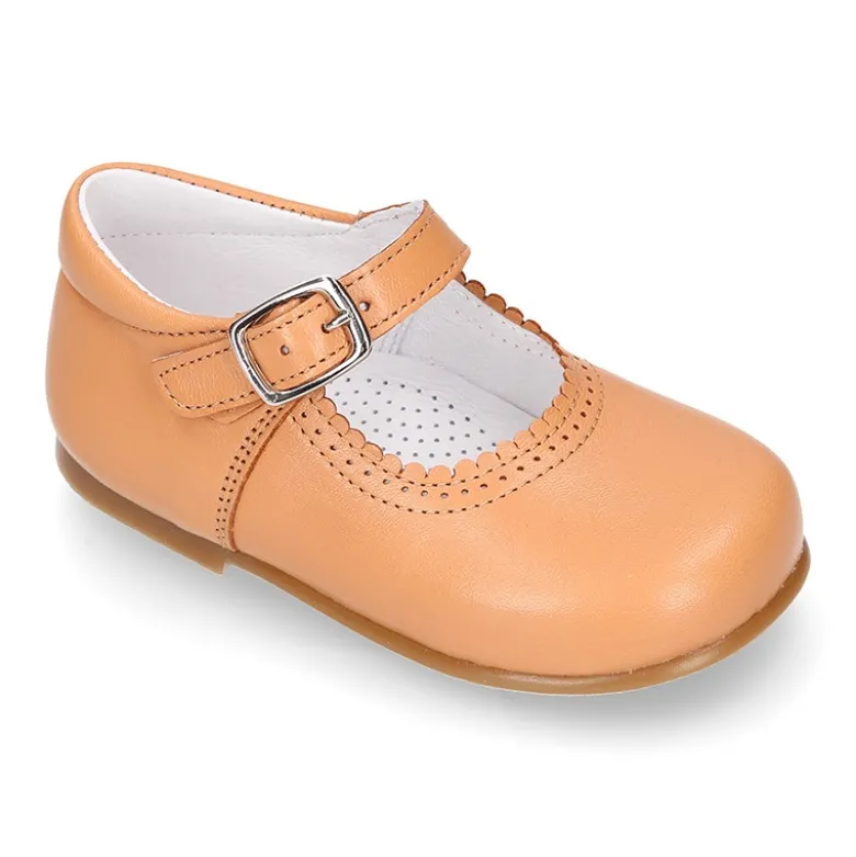 Mercedita niña con hebilla en piel napa CAMEL.