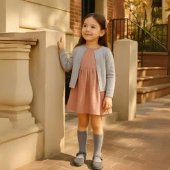 Mercedita niña con hebilla en TERCIOPELO GRIS