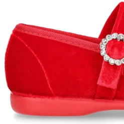 Mercedita niña con hebilla tipo DIAMANTES en Terciopelo ROJO.