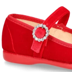 Mercedita niña con hebilla tipo DIAMANTES en Terciopelo ROJO.