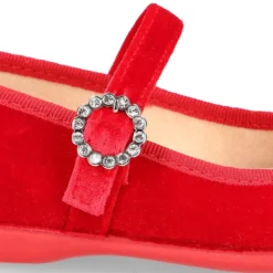 Mercedita niña con hebilla tipo DIAMANTES en Terciopelo ROJO.