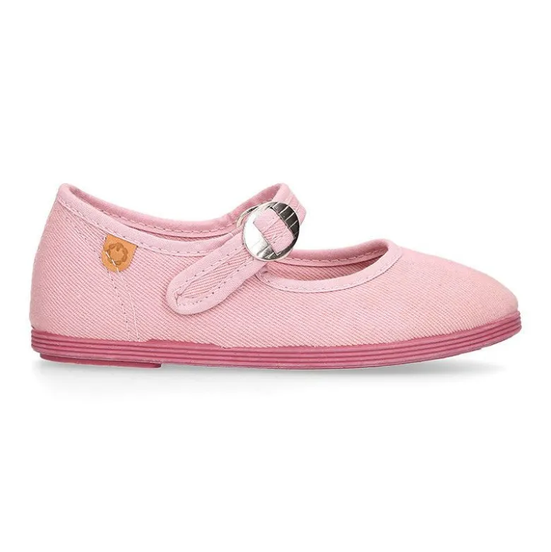 Mercedita niña con hebilla tipo japonesa en PIQUÉ ROSA PALO