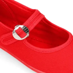 Mercedita niña con hebilla tipo japonesa en PIQUÉ ROJO.
