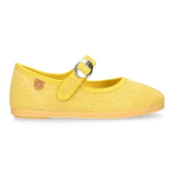 Mercedita niña con hebilla tipo japonesa en LINO AMARILLO.