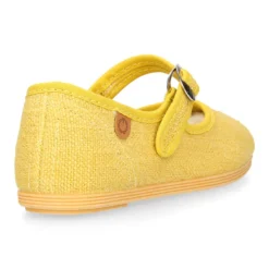 Mercedita niña con hebilla tipo japonesa en LINO AMARILLO.