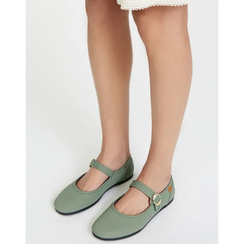 Mercedita niña con hebilla tipo japonesa en PIQUÉ VERDE