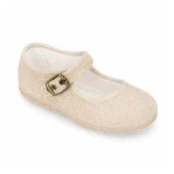 Mercedita niña de lino Beige y cierre hebilla