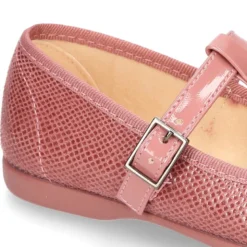 Mercedita Niña en forma de T con hebilla y lazo en Serratex estampado.