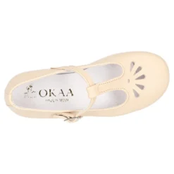 Mercedita niña en forma de T con picados en piel NAPA SUAVE.