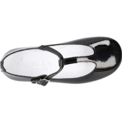 Mercedita niña en forma de T tipo pepito en charol NEGRO.