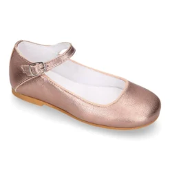 Mercedita niña escotada con hebilla en piel suave ROSADO.