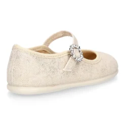 Mercedita niña estilizada en lino hielo con hebilla tipo diamantes.
