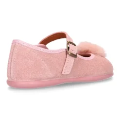 Mercedita niña estilizada en serraje rosa con POMPON.