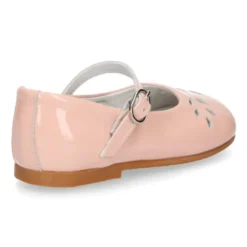 Mercedita niña picados FLOR con hebilla en piel CHAROL.