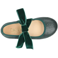Mercedita o Bailarina niña tipo angelito en Serratex estampado con lazo grande en terciopelo.