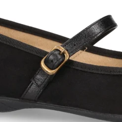 Merceditas con lengüeta con flecos en Serratex combinado.