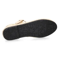 Merceditas de lino beige bordadas para mujer