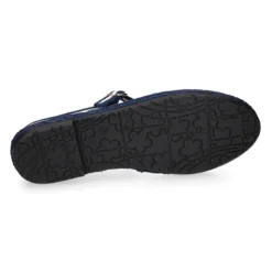 Merceditas de lino beige bordadas en azul para mujer