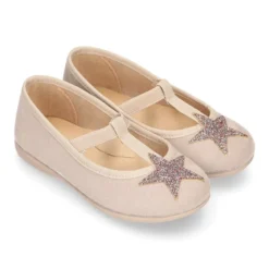 Merceditas en forma de T con elástico y ESTRELLAS en Serratex.