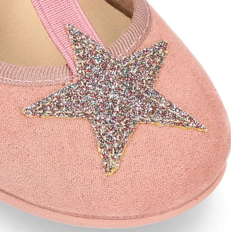 Merceditas en forma de T con elástico y ESTRELLAS en Serratex.
