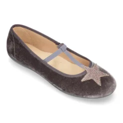 Merceditas en forma de T con elástico y ESTRELLAS en terciopelo.