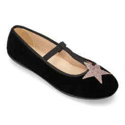 Merceditas en forma de T con elástico y ESTRELLAS en terciopelo.